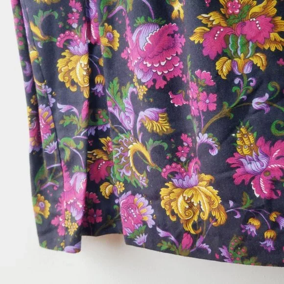 Vintage Chel'sea Floral Midi Dress w/ Draped Bow Neckline, Sz 18WP - Picture 9 of 11